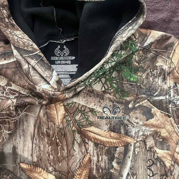 CAMO SWEATSHIRT HOODIE BOYS LARGE 10/12 REALTREE - Picture 2 of 3